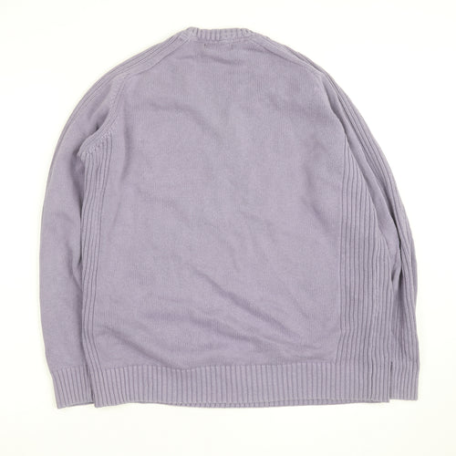 James Pringle Men's Purple Cotton Crew Neck Jumper Size M