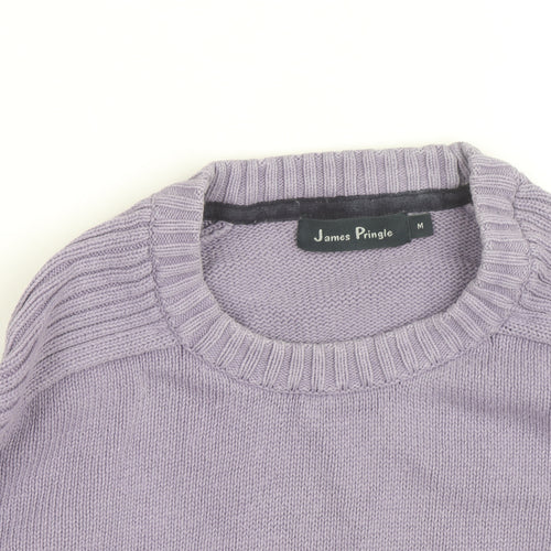 James Pringle Men's Purple Cotton Crew Neck Jumper Size M