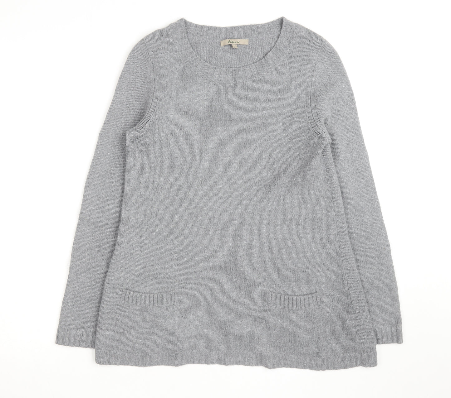 Kew Women Grey Wool Angora Blend Long Sleeve Pullover Jumper L