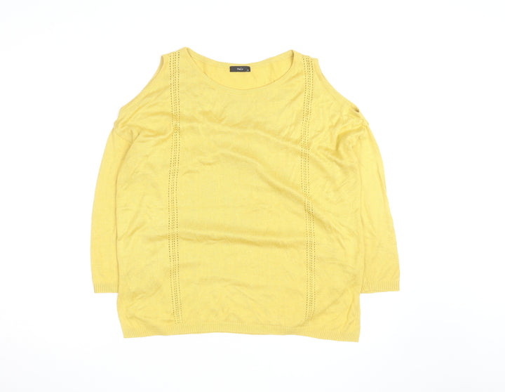 M&Co Women’s Yellow Cotton Cold Shoulder Jumper Size 14