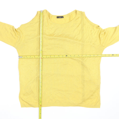 M&Co Women’s Yellow Cotton Cold Shoulder Jumper Size 14