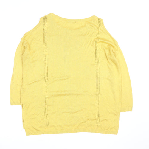 M&Co Women’s Yellow Cotton Cold Shoulder Jumper Size 14