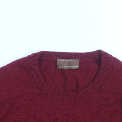 Marks and Spencer Men’s Red Wool Crew Neck Pullover Jumper L
