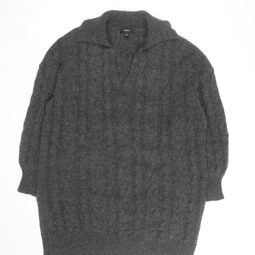 Next Men’s Grey Cable-Knit Collared Pullover Jumper Size L