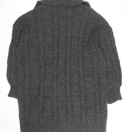 Next Men’s Grey Cable-Knit Collared Pullover Jumper Size L