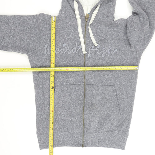 Weird Fish Women's Grey Full Zip Hoodie Size 8 Sherpa Lined