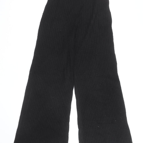 Boohoo Women’s Black Wide Leg Knit Trousers Size S High Waist