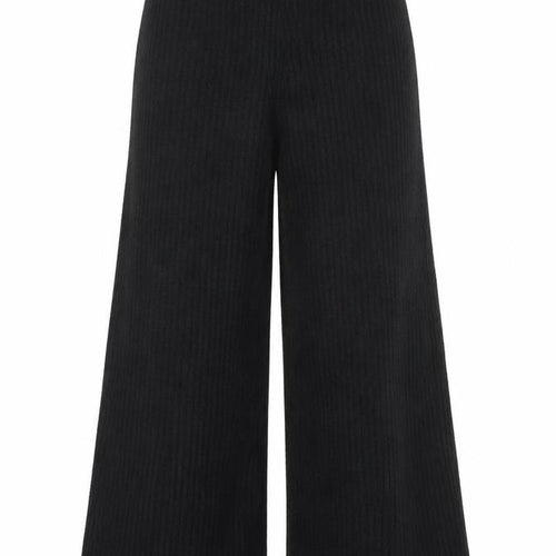 Boohoo Women’s Black Wide Leg Knit Trousers Size S High Waist