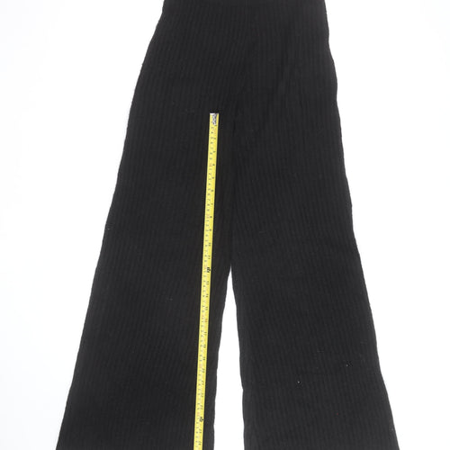 Boohoo Women’s Black Wide Leg Knit Trousers Size S High Waist