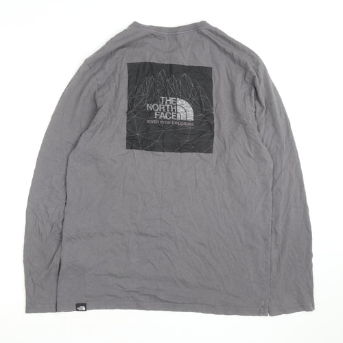 The North Face Mens Grey Long Sleeve Cotton T-Shirt M