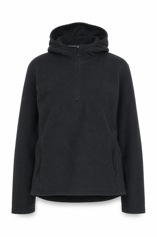 Front view of Berghaus women’s black fleece 1/2 zip hoodie, size UK 12