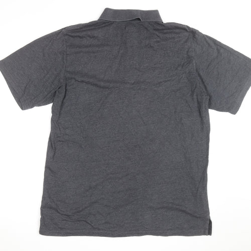 DC Men's Grey XL Logo Short Sleeve Polo Shirt