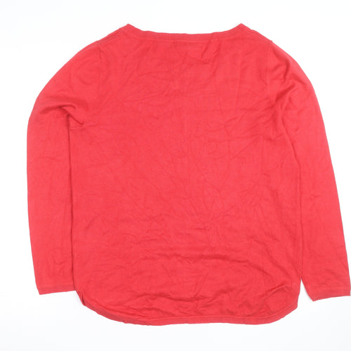 John Lewis Womens Red Crew Neck Long Sleeve Pullover Jumper Size 14
