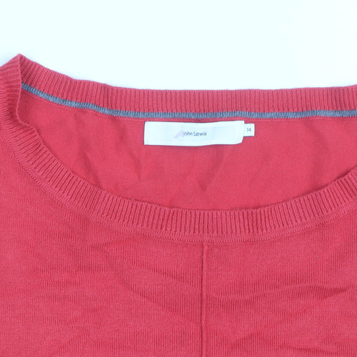 John Lewis Womens Red Crew Neck Long Sleeve Pullover Jumper Size 14
