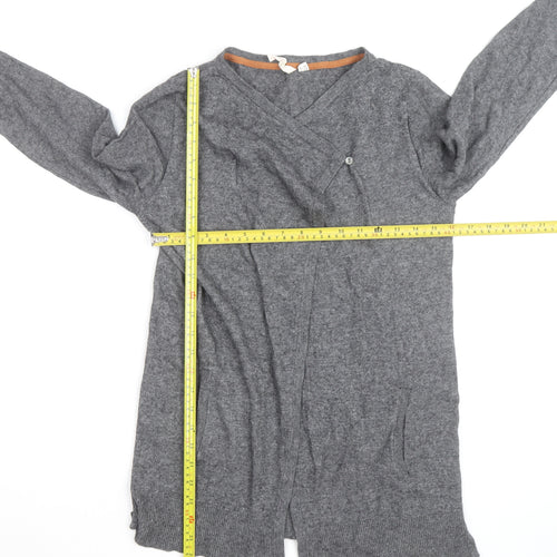 Hobbs Women's Grey Wool Cashmere V-Neck Cardigan Size 12