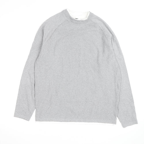 Threadbare Men's Grey Cotton Blend Crew Neck Pullover Jumper M