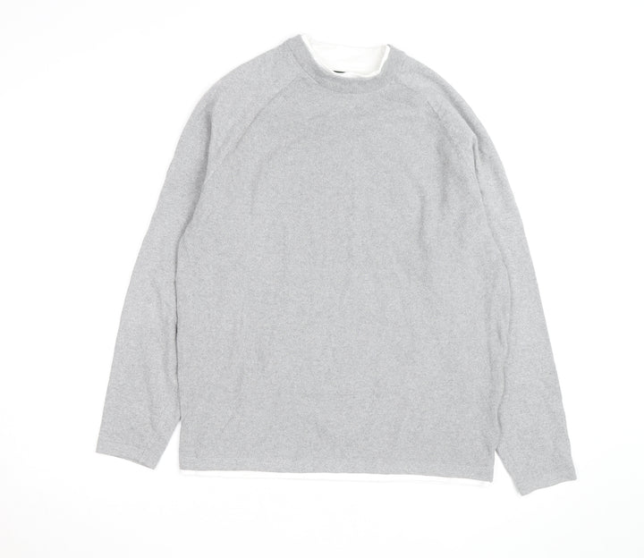 Threadbare Men's Grey Cotton Blend Crew Neck Pullover Jumper M