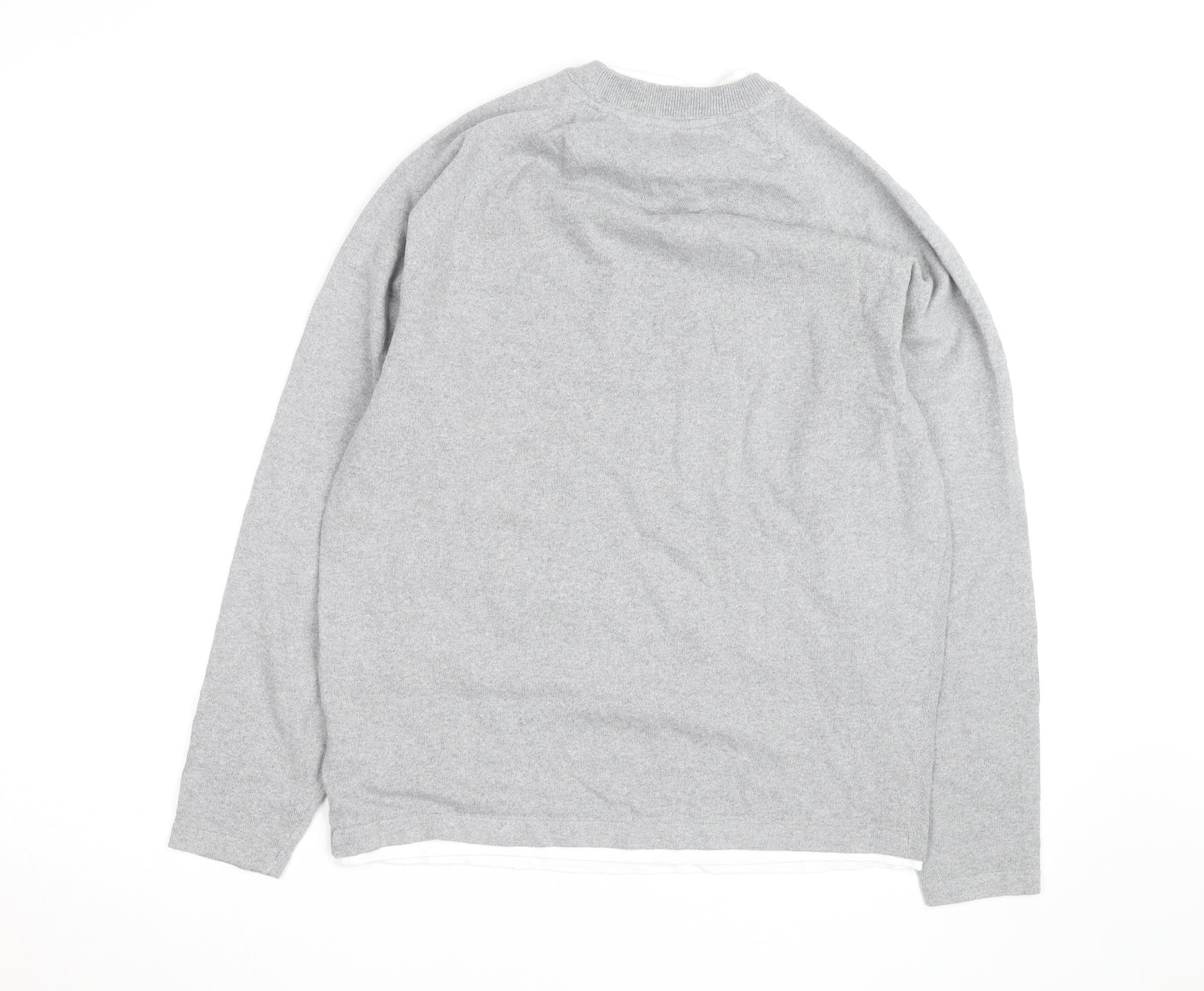 Threadbare Men's Grey Cotton Blend Crew Neck Pullover Jumper M
