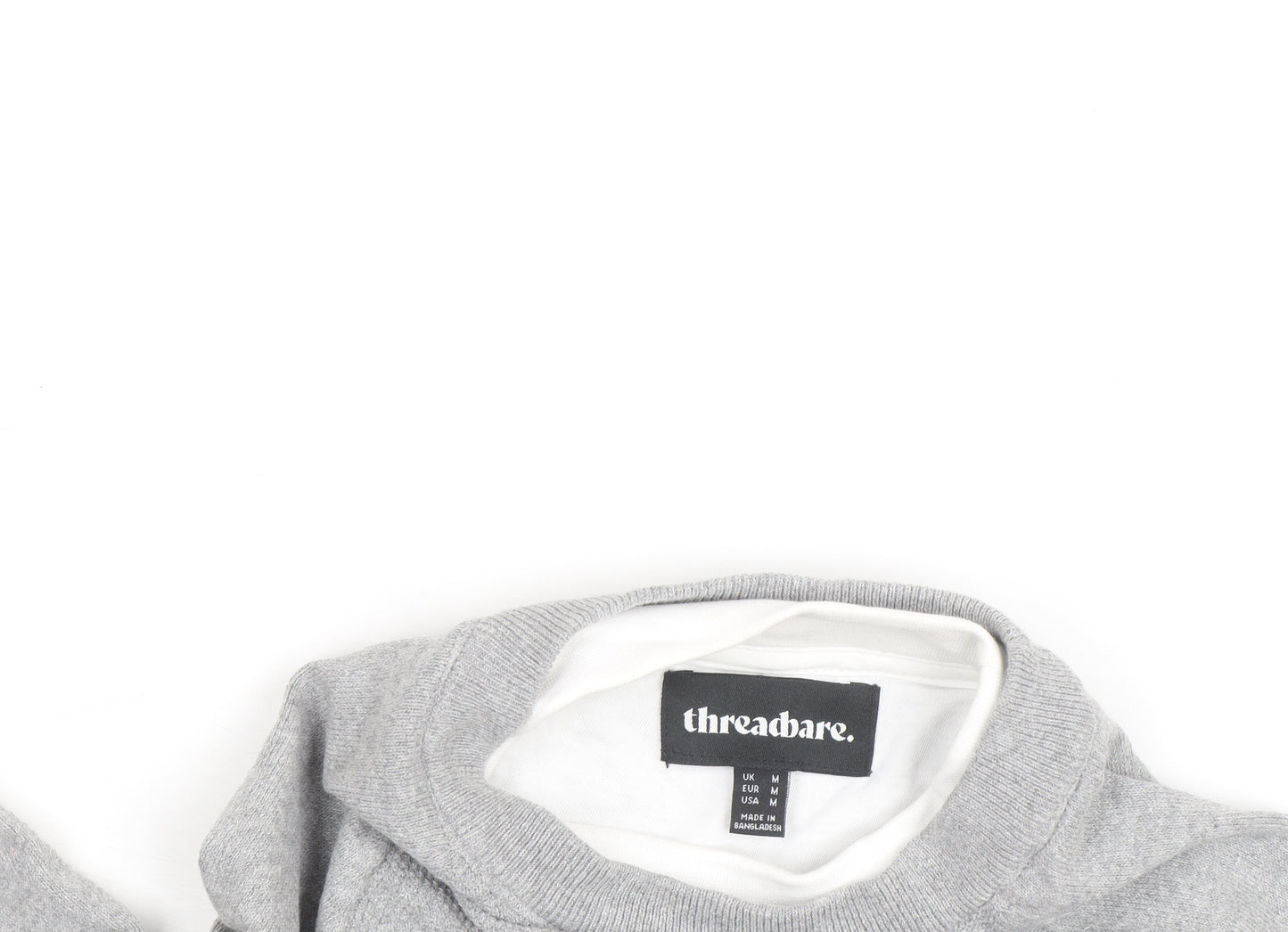 Threadbare Men's Grey Cotton Blend Crew Neck Pullover Jumper M
