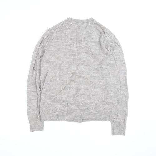 Uniqlo Men's Grey Wool Crew Neck Button Cardigan Size L