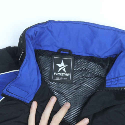 Prostar Men's Black Blue L Windbreaker Jacket Waterproof Sports
