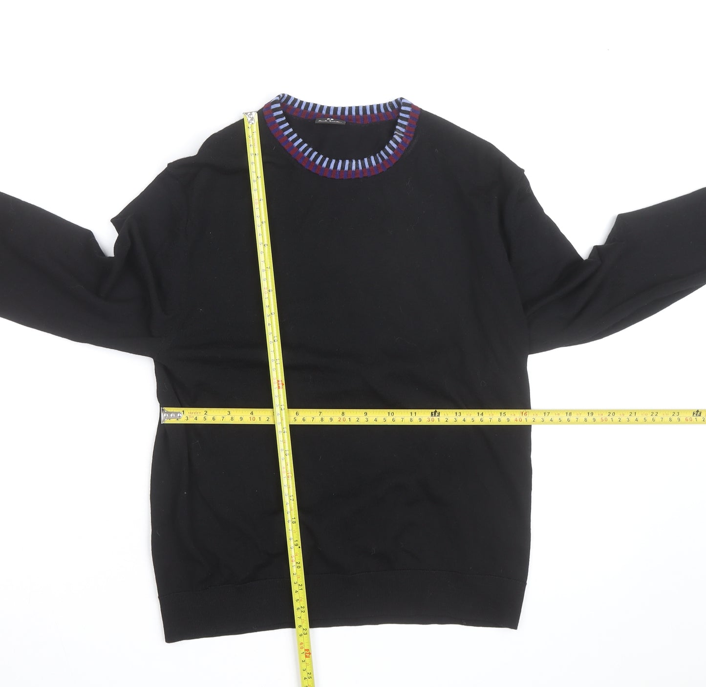 Paul Smith Men's Black Wool Crew Neck Jumper XL Classic Knit