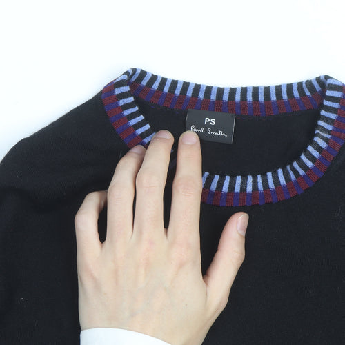 Paul Smith Men's Black Wool Crew Neck Jumper XL Classic Knit