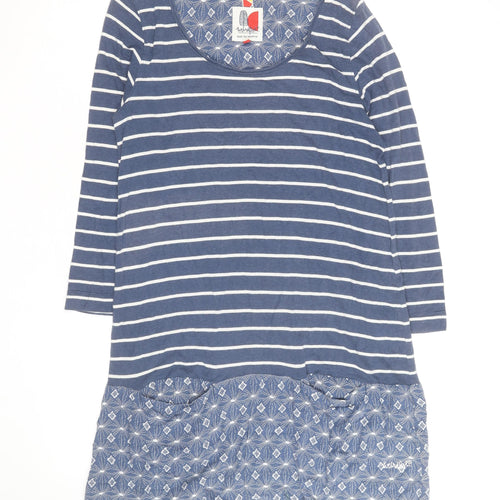 Weird Fish Women's Blue Striped Shift Dress Size 12