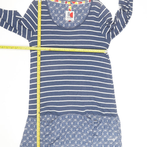Weird Fish Women's Blue Striped Shift Dress Size 12