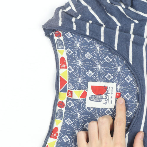 Weird Fish Women's Blue Striped Shift Dress Size 12