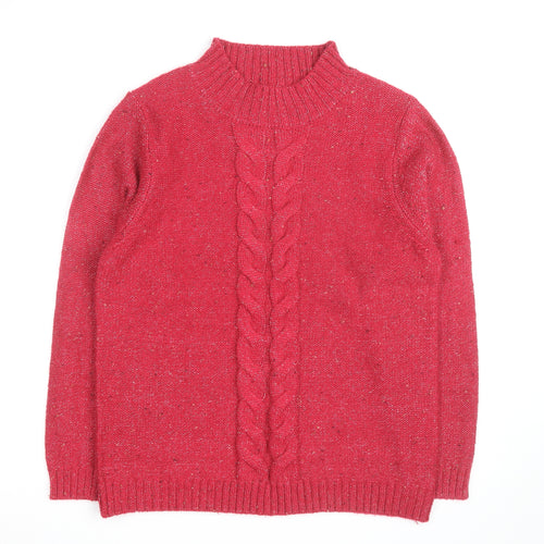 Cotton Traders Women's Cerise Cable-Knit Jumper Size 14