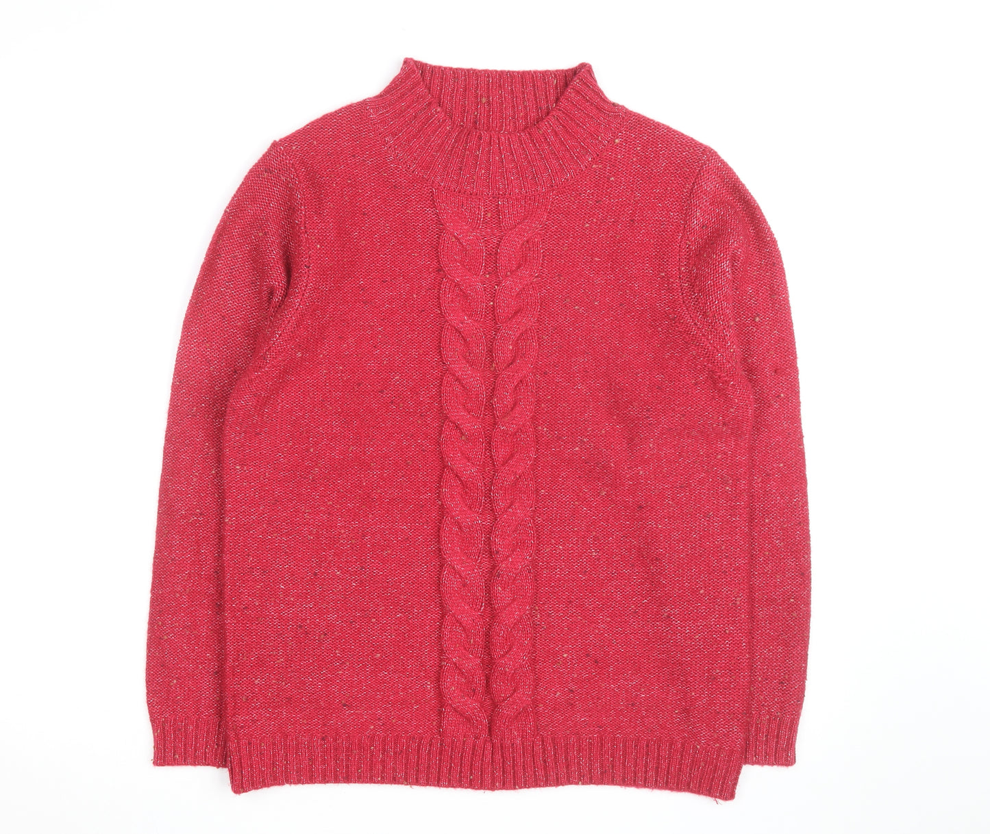 Cotton Traders Women's Cerise Cable-Knit Jumper Size 14