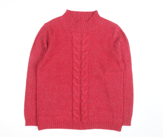 Cotton Traders Women's Cerise Cable-Knit Jumper Size 14