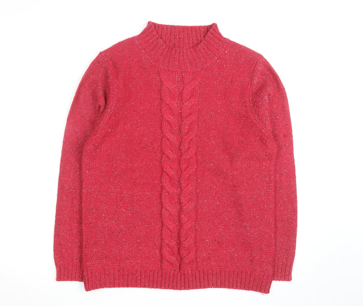 Cotton Traders Women's Cerise Cable-Knit Jumper Size 14