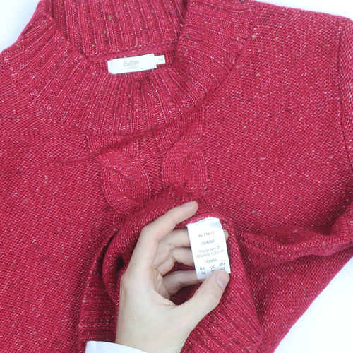 Cotton Traders Women's Cerise Cable-Knit Jumper Size 14