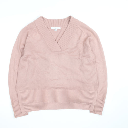 Next Women’s Pink V-Neck Long Sleeve Pullover Jumper Size 12
