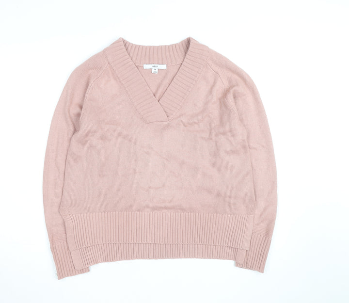 Next Women’s Pink V-Neck Long Sleeve Pullover Jumper Size 12