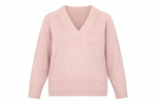 Front view of Next Women’s Pink V-Neck Long Sleeve jumper, size UK 12