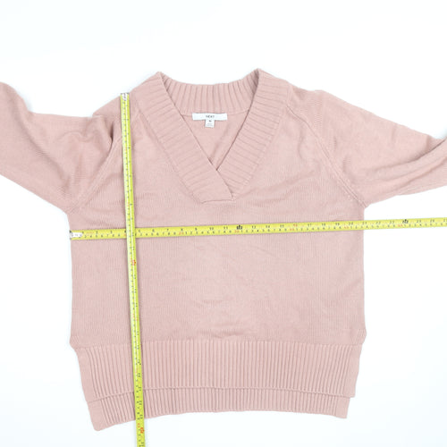Next Women’s Pink V-Neck Long Sleeve Pullover Jumper Size 12