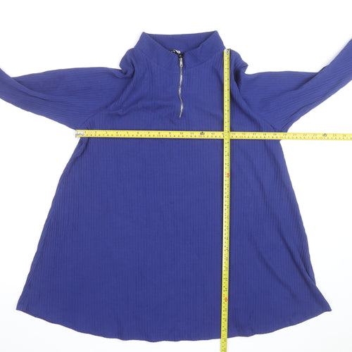 Yours Women's Blue Size 20 Long Sleeve Shift Dress with Zip Neck