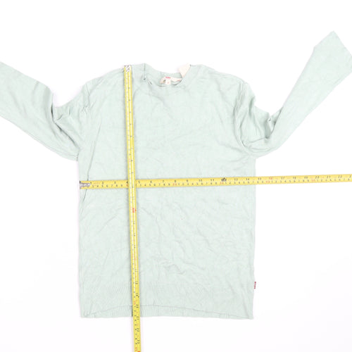 Levi's Women's Green Cotton Crew Neck Long Sleeve Jumper Size S
