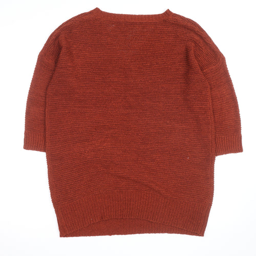 Wallis Women Rust V-Neck Long Sleeve Knit Jumper Size L 14-16