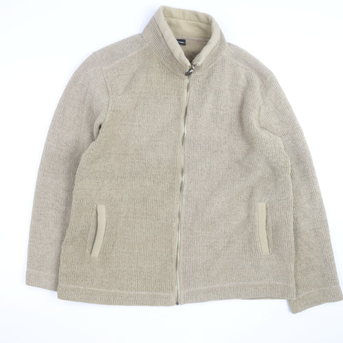 Cotton Traders Men's Beige L Basic Full Zip Fleece Lined Jacket