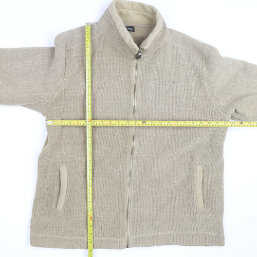 Cotton Traders Men's Beige L Basic Full Zip Fleece Lined Jacket