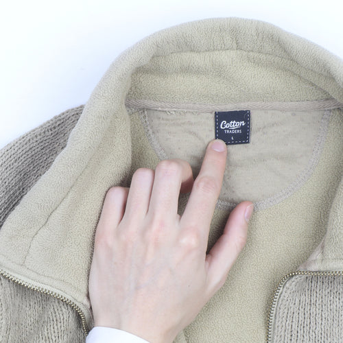 Cotton Traders Men's Beige L Basic Full Zip Fleece Lined Jacket