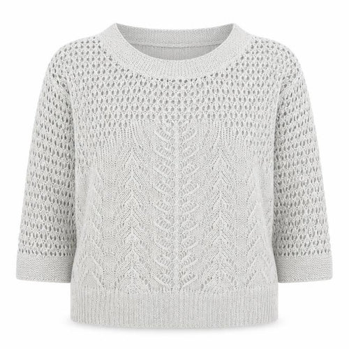 Rocha John Rocha Women Grey Size 12 Open-Knit 3/4 Sleeve Jumper
