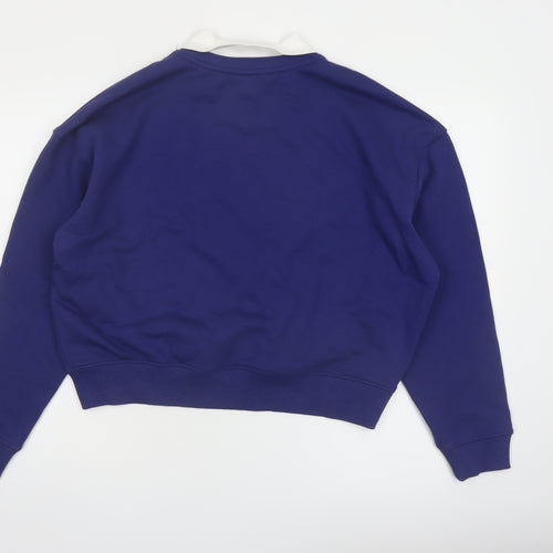 Tommy Jeans Women's Blue Collared Logo Pullover Sweatshirt Size M