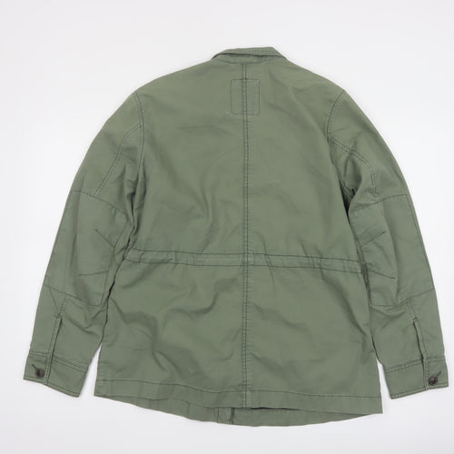 GAP Women Green Cotton Military Jacket L Full Zip Utility Style