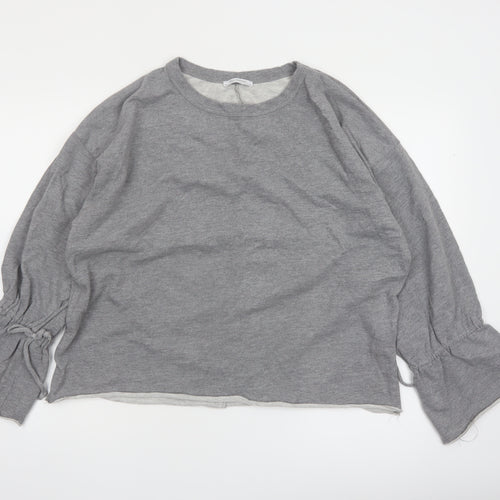 Zara Trafaluc Womens Grey Cotton Blend Long Sleeve Pullover Sweatshirt Size 8