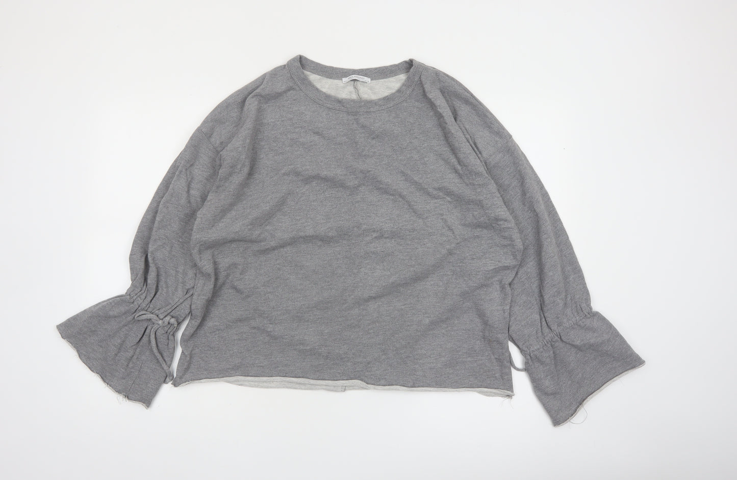 Zara Trafaluc Womens Grey Cotton Blend Long Sleeve Pullover Sweatshirt Size 8